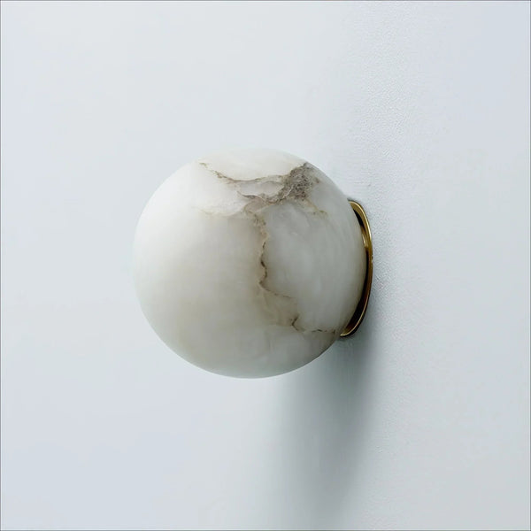 Alabaster Globe and Solid Brass Wall Sconce
