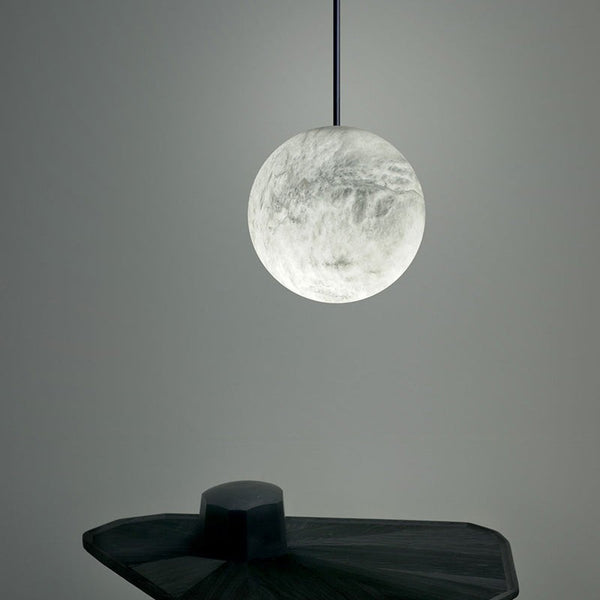 Alabaster Globe Cluster Pendant with Brass Rods