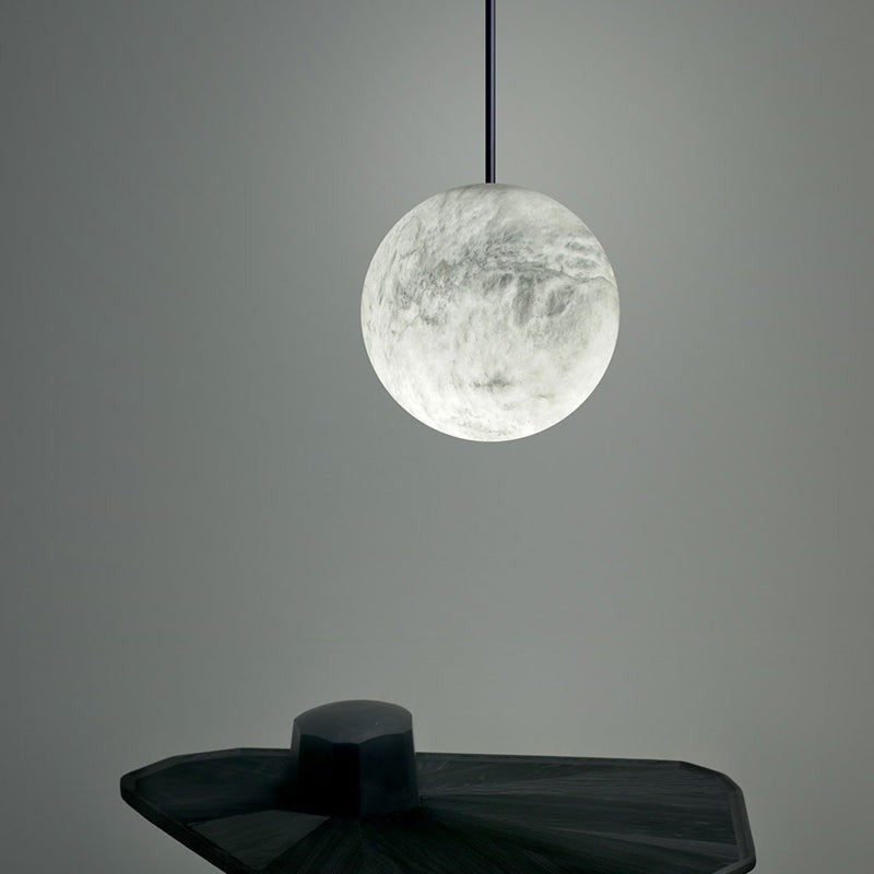 Alabaster Globe Cluster Pendant with Brass Rods