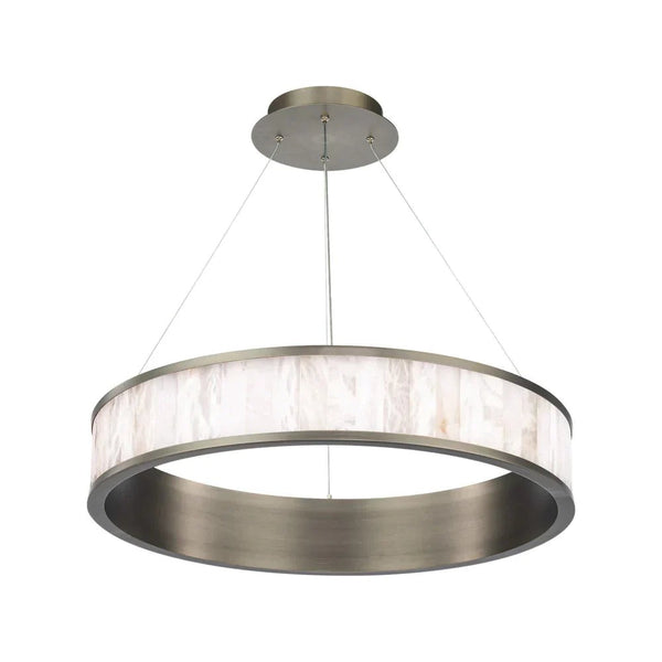 Alabaster Ring Chandelier with Antique Nickel Frame