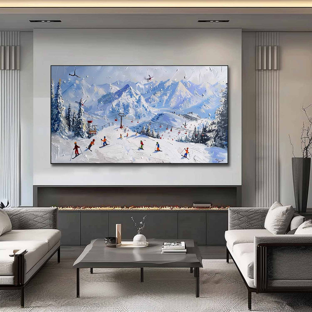 Alpine Ski Slope in Winter Light