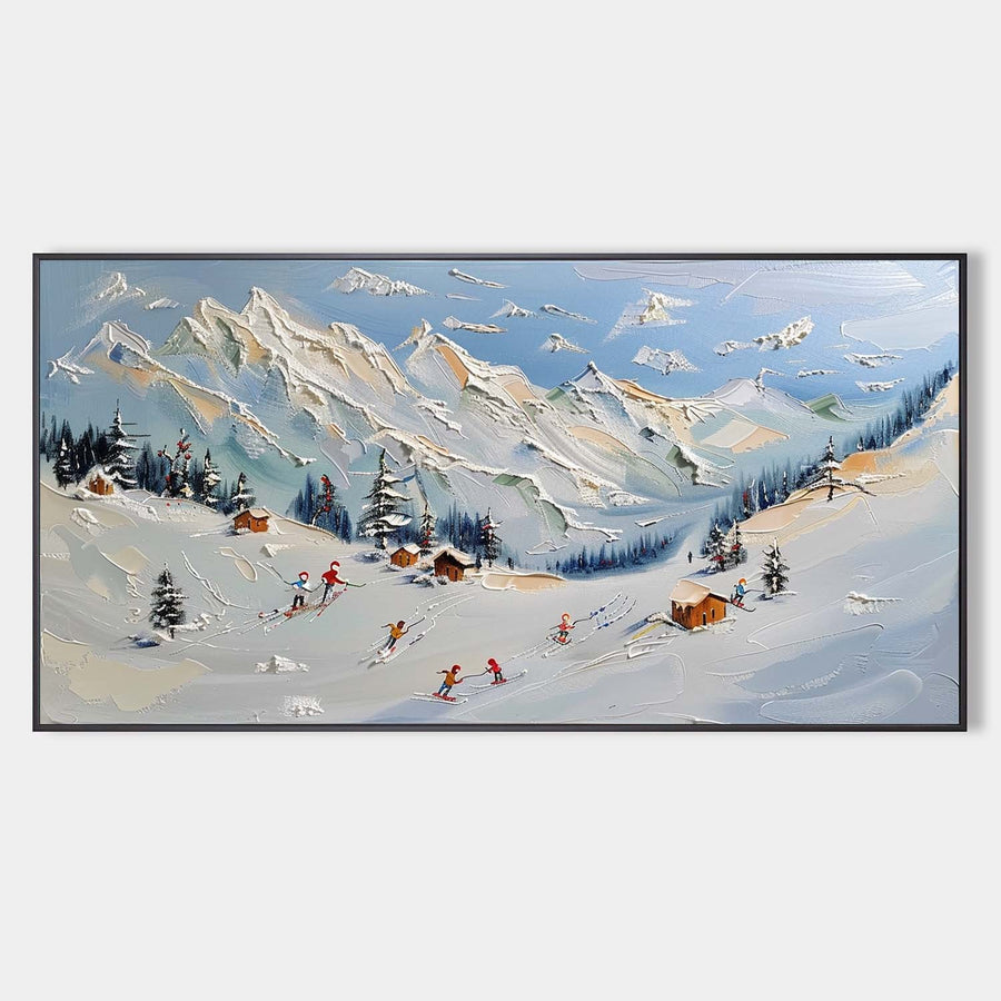 Alpine Ski Slopes Beneath Snowy Peaks
