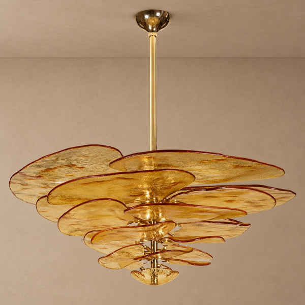 Amber Glass Petal Cluster Chandelier