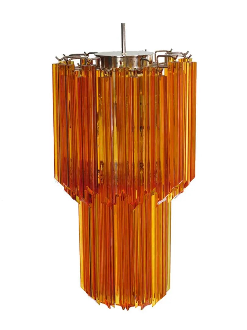 Amber Glass Prism Cluster Chandelier with Brass