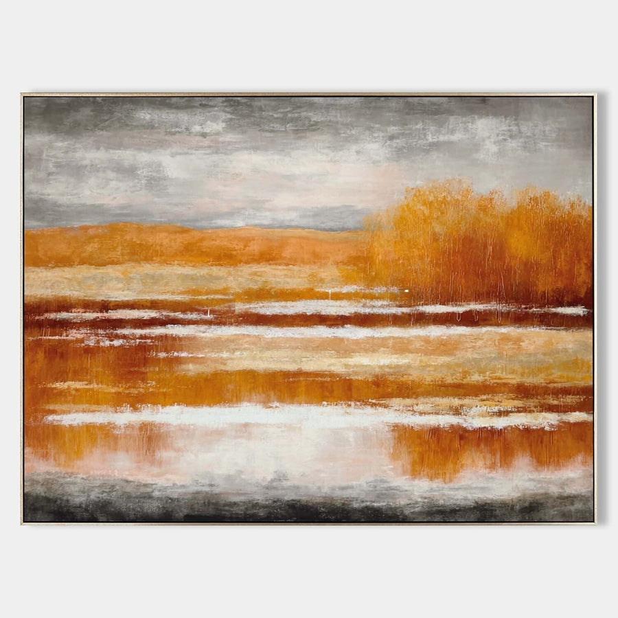 Amber Wetlands Under Gray Skies