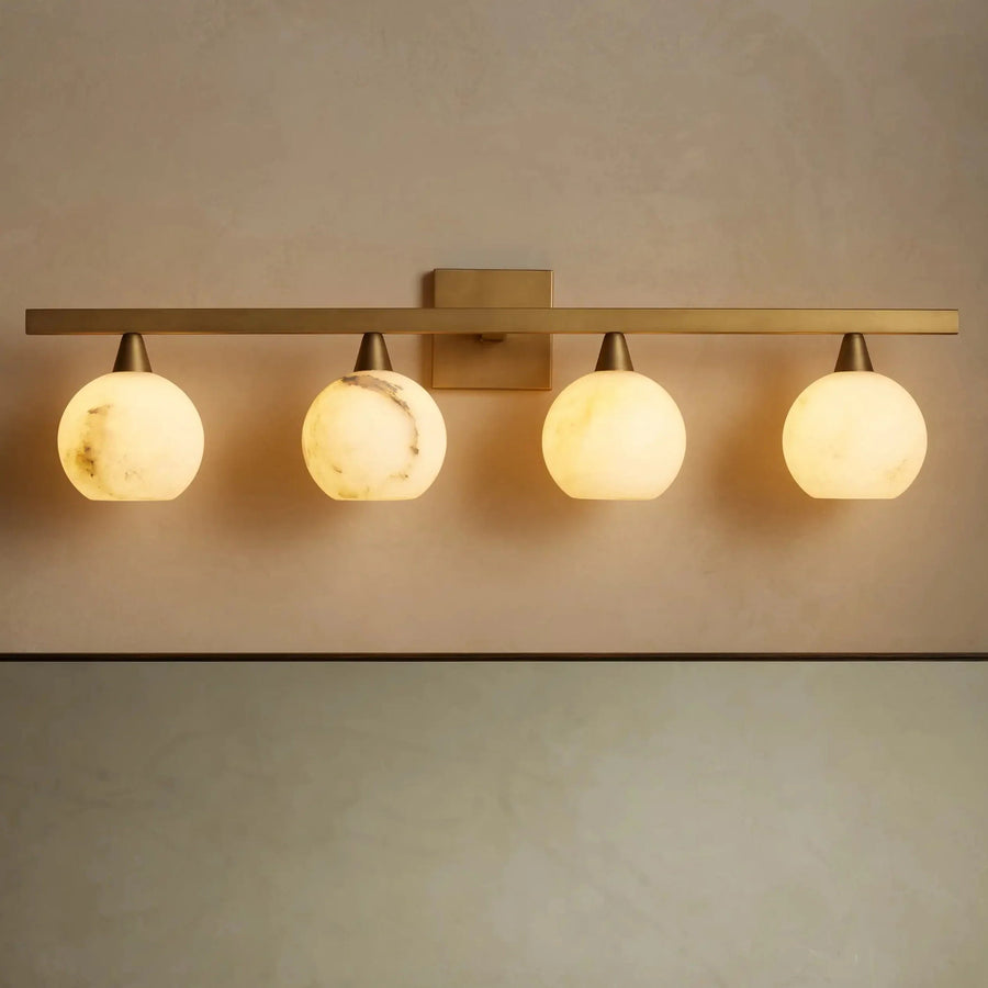 Antique Brass and Alabaster Shade Wall Sconce