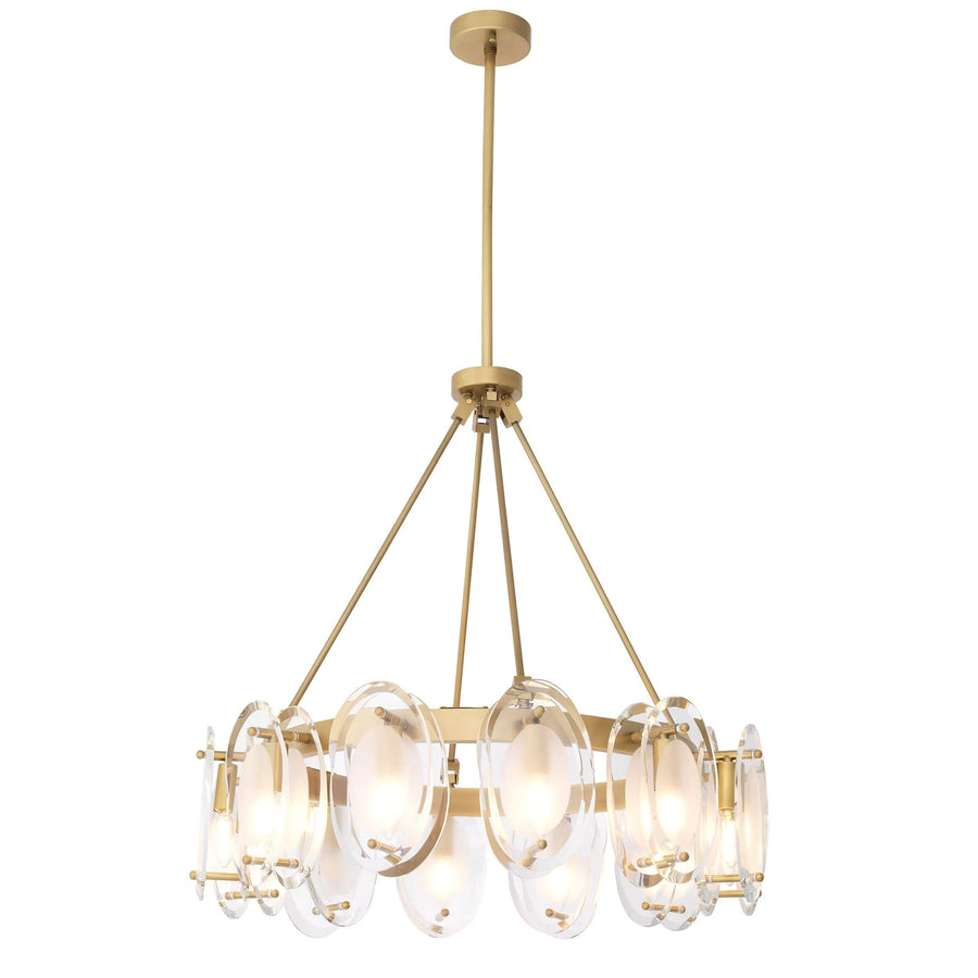 Antique Brass Cluster Chandelier with Bevelled Glass Shades