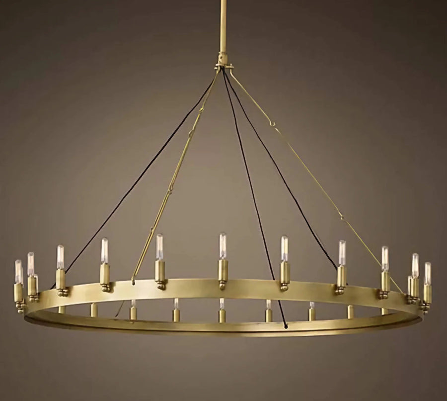 Antique Brass Ring Candelabra Chandelier
