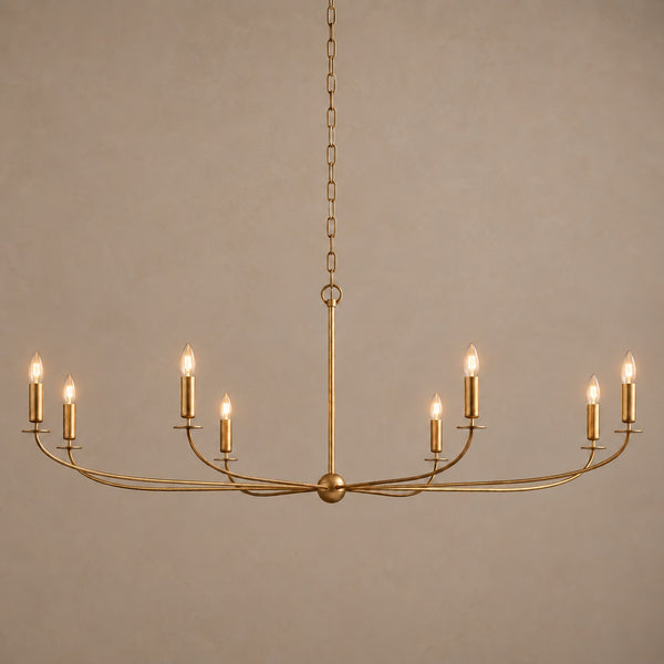 Antiqued Pale Gold Brass Candelabra Chandelier