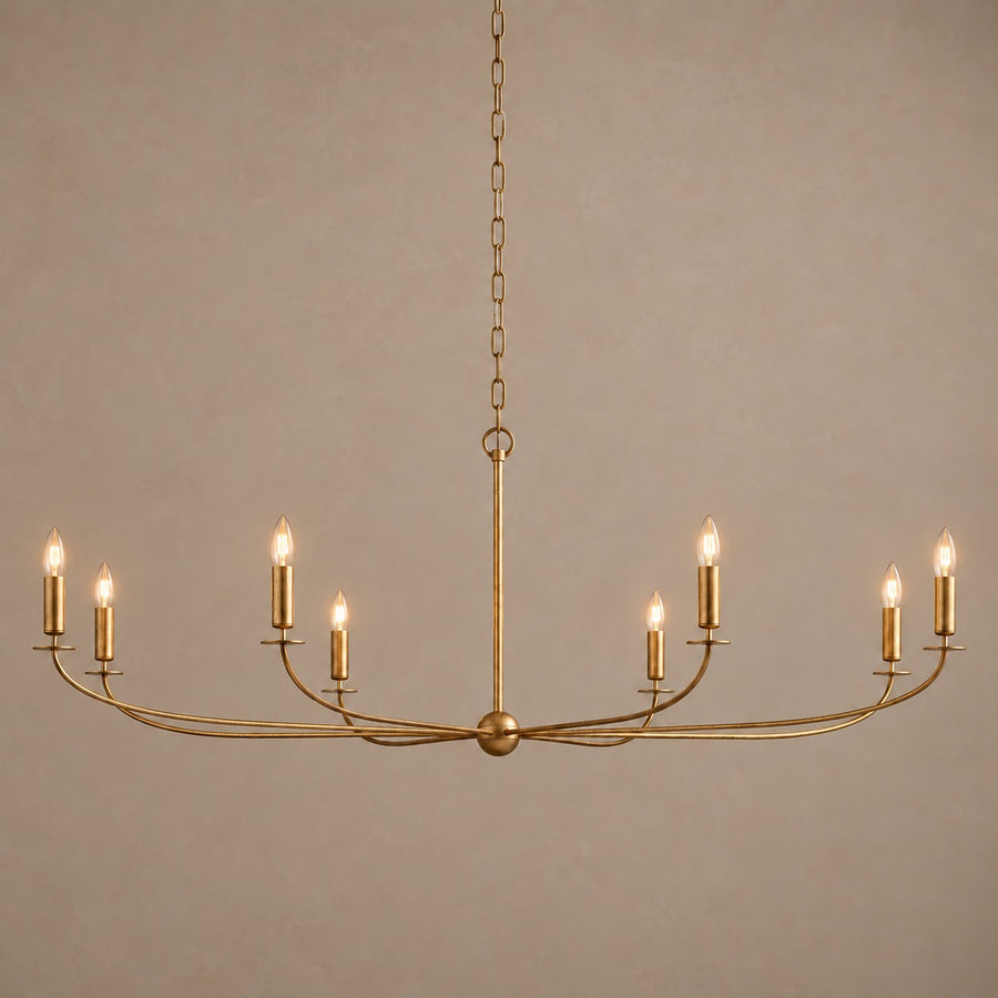 Antiqued Pale Gold Brass Candelabra Chandelier