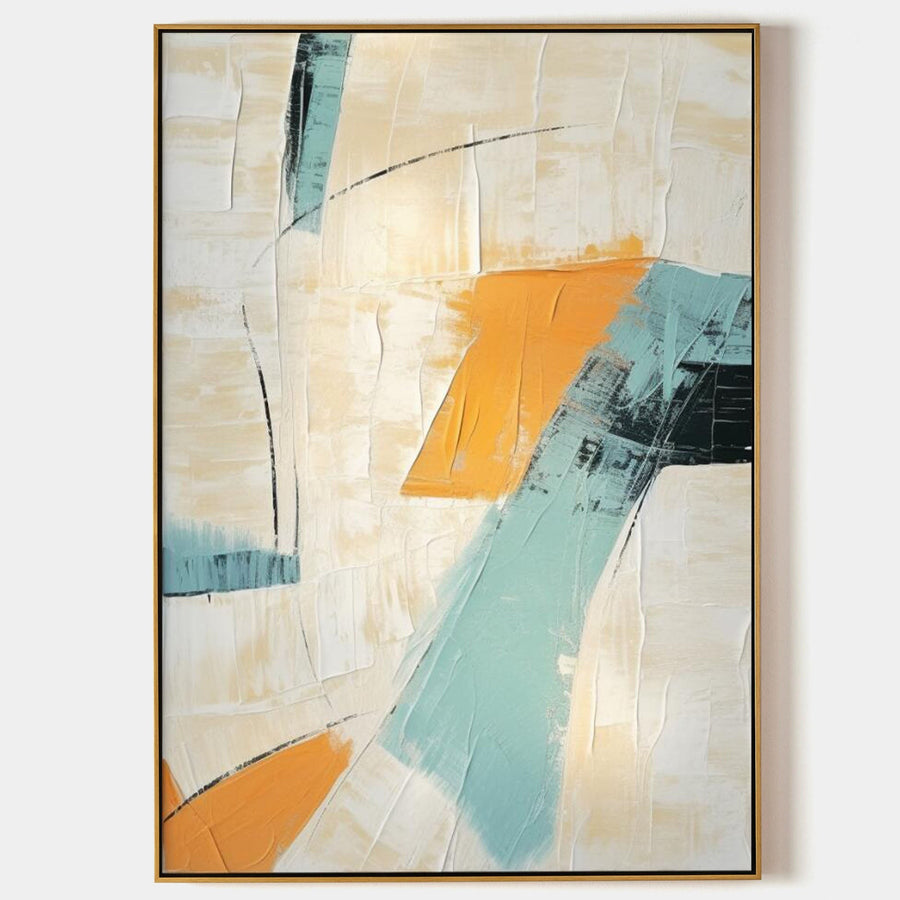 Aqua and Amber Textured Abstract
