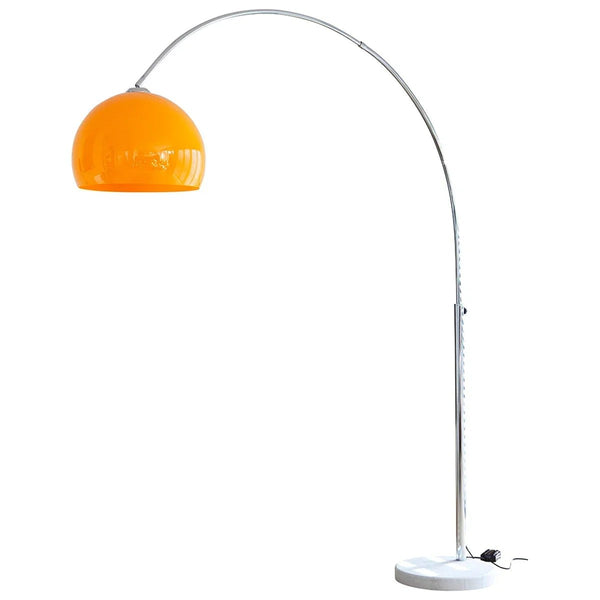 Arched Chrome Floor Lamp with Marble Base