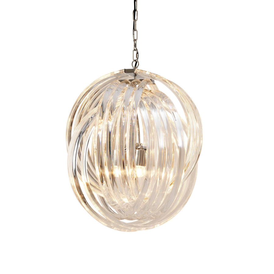 Art Deco Clear Acrylic Rod Nickel Chandelier