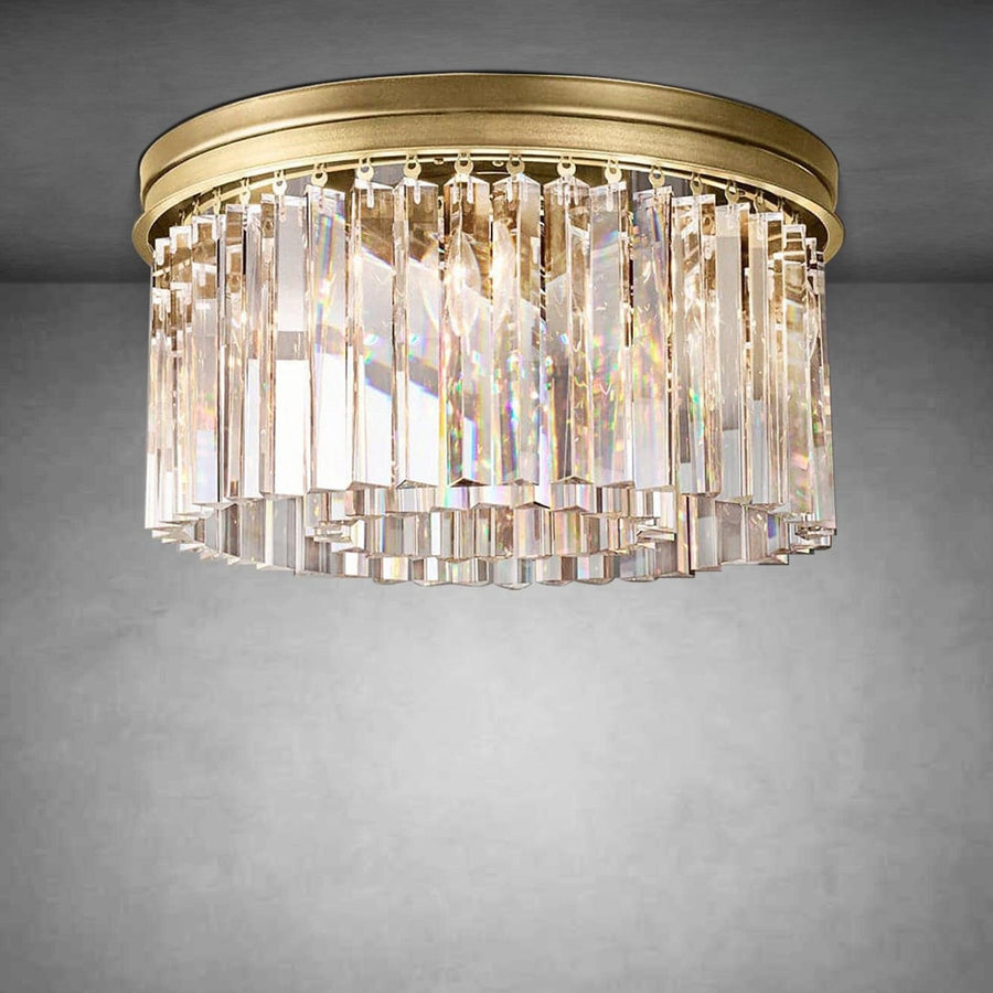 Art Deco Concentric Crystal Ring Flush Mount