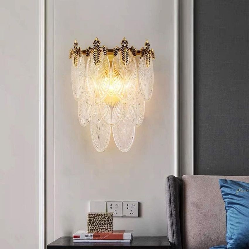 Art Deco Crystal and Stainless Steel Wall Sconce