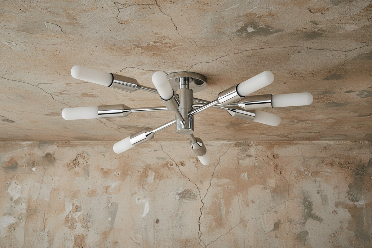 Asymmetric Branching Polished Silver Brass Flush Mount