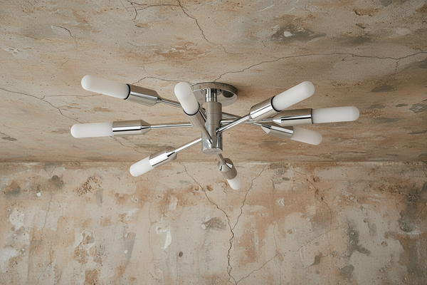 Asymmetric Branching Polished Silver Brass Flush Mount