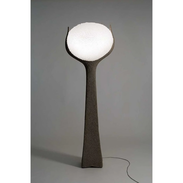 Asymmetric Dark Column Glass Orb Floor Lamp