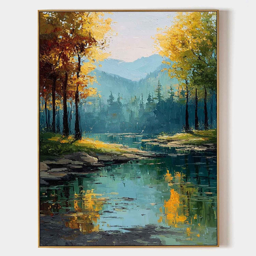 Autumn River Beneath Misty Mountains