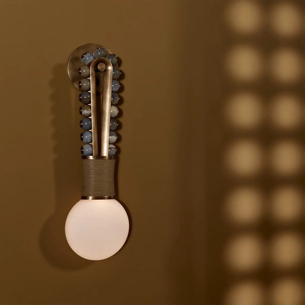 Backlit Jade Panel Patinated Brass Wall Sconce