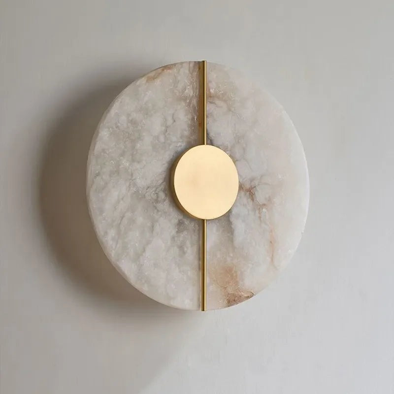 Backlit Marble Panel Brass Framed Wall Sconce