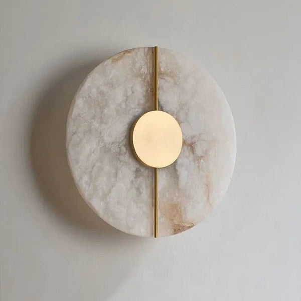 Backlit Marble Panel Brass Framed Wall Sconce