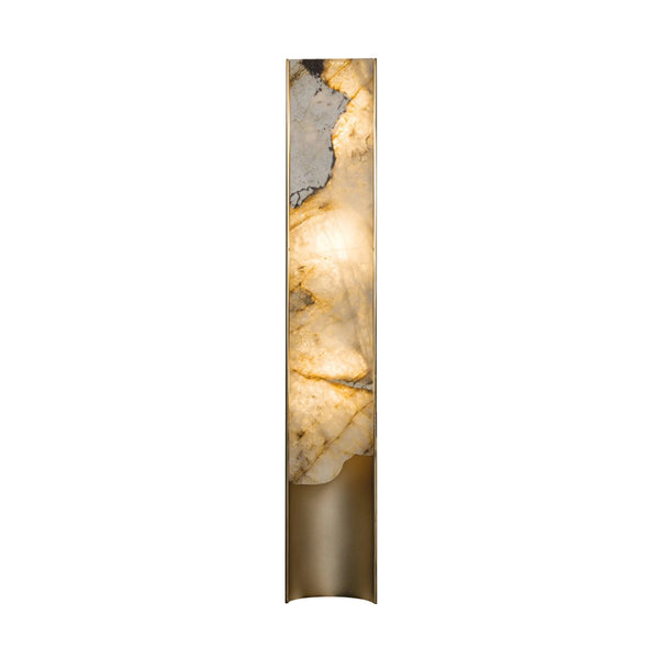 Backlit Onyx Panel and Brass Wall Sconce