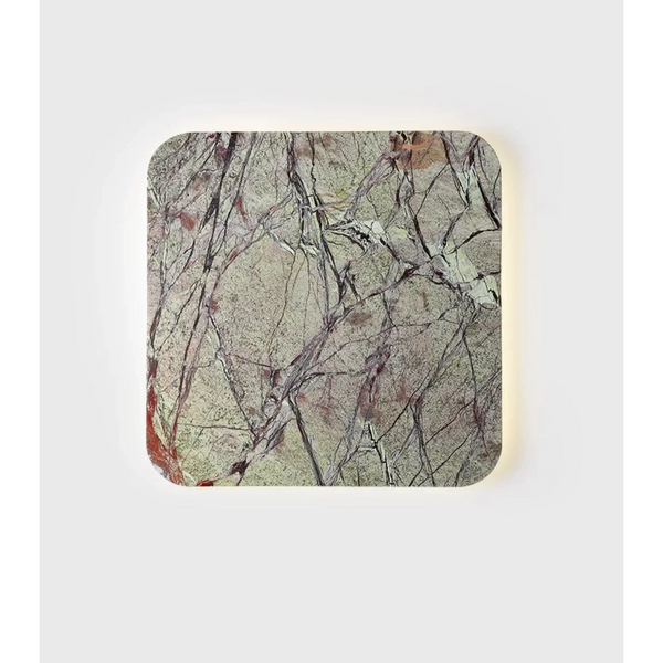 Backlit Square Green Marble Wall Sconce