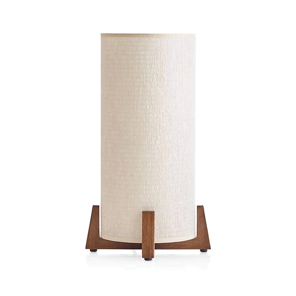 Bamboo and Walnut Base Table Lamp with Tall Fabric Shade