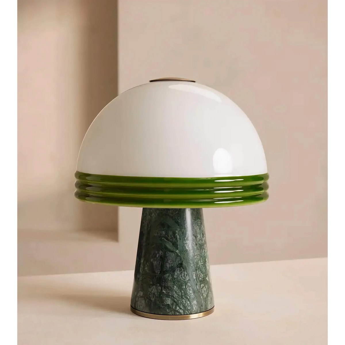 Banded Glass Dome Green Marble Table Lamp