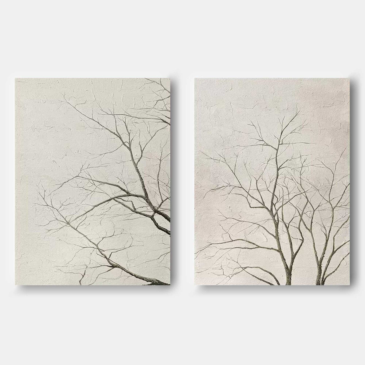 Bare Winter Branches in Soft Ivory