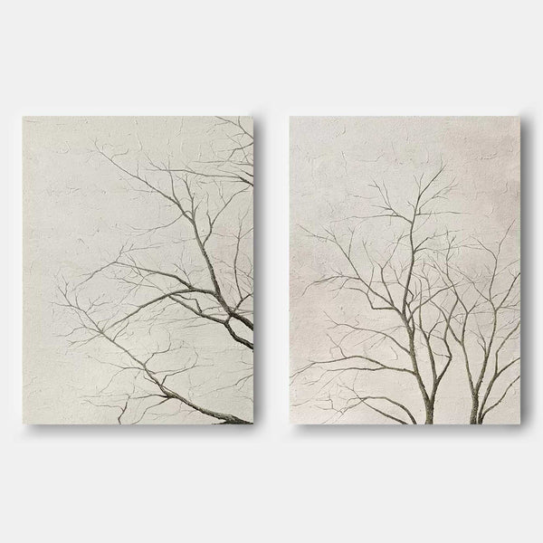 Bare Winter Branches in Soft Ivory