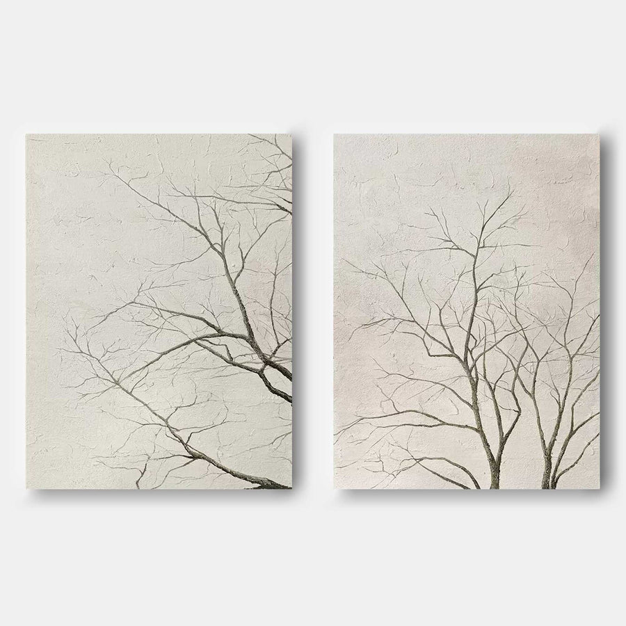 Bare Winter Branches in Soft Ivory
