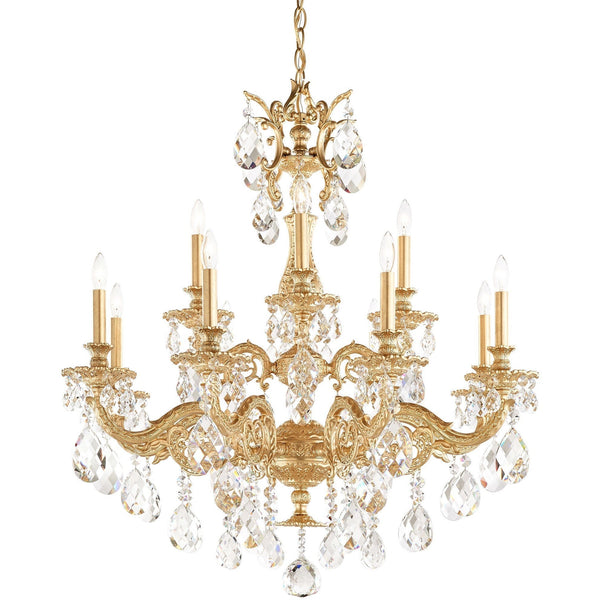 Baroque Tiered Crystal and Metal Candle Chandelier