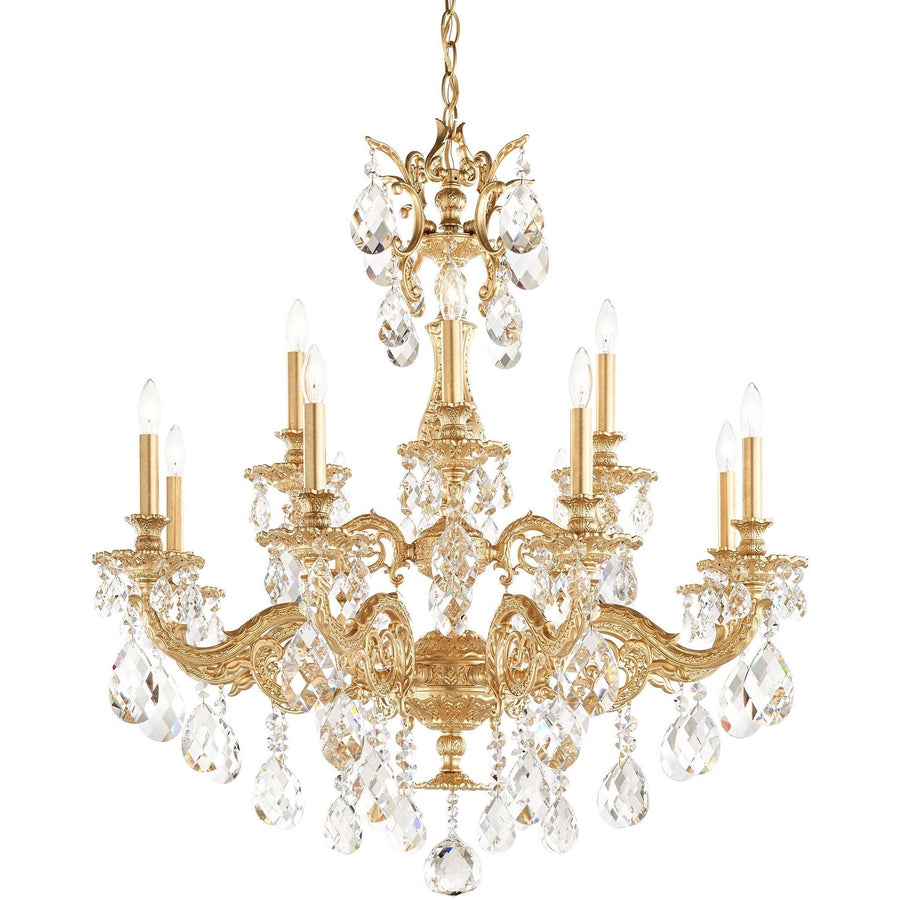 Baroque Tiered Crystal and Metal Candle Chandelier