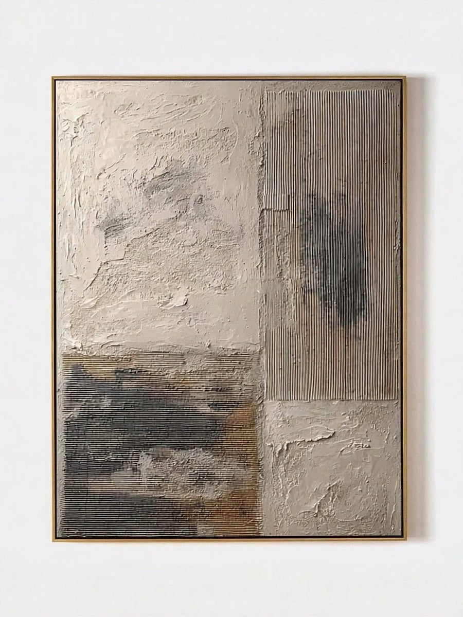 Beige & Black Wabi-Sabi Textured Wall Art