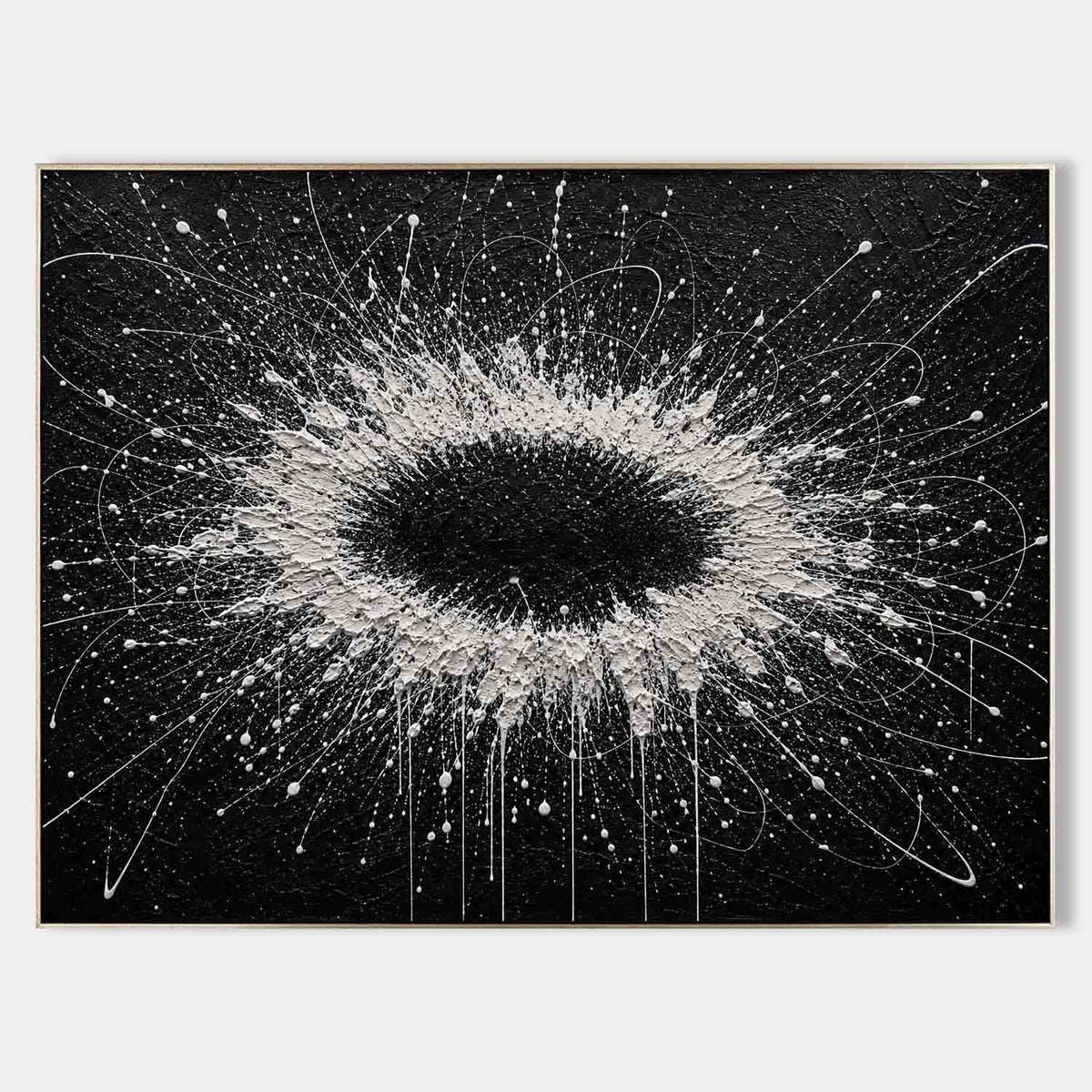 Black and Ivory Burst Abstract