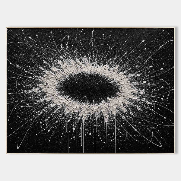 Black and Ivory Burst Abstract