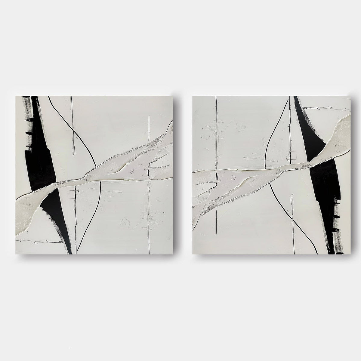 Black and Ivory Crossing Diptych