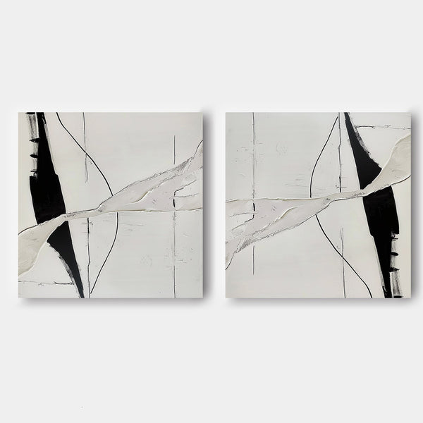 Black and Ivory Crossing Diptych
