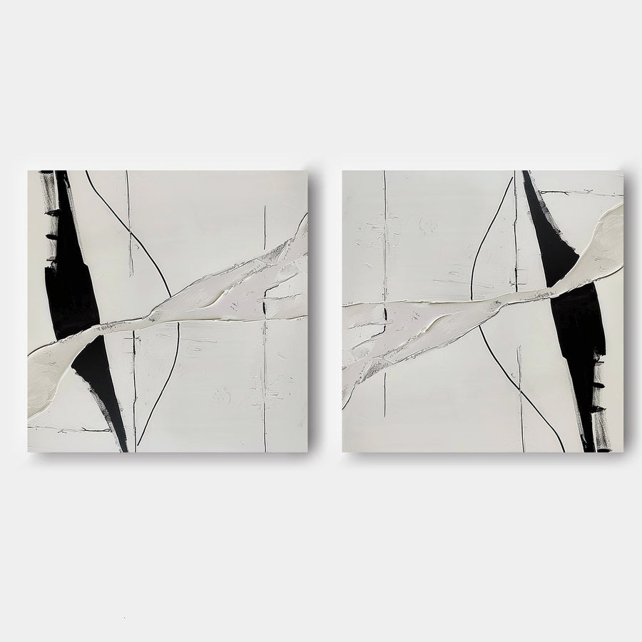 Black and Ivory Crossing Diptych