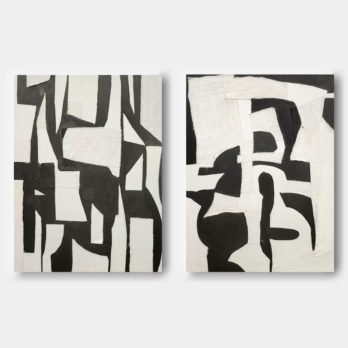 Black and Ivory Fragment Diptych