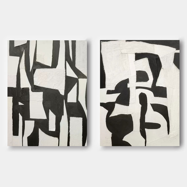Black and Ivory Fragment Diptych
