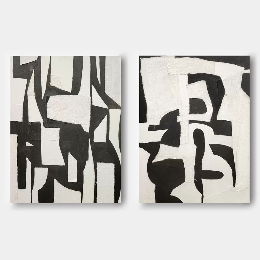 Black and Ivory Fragment Diptych