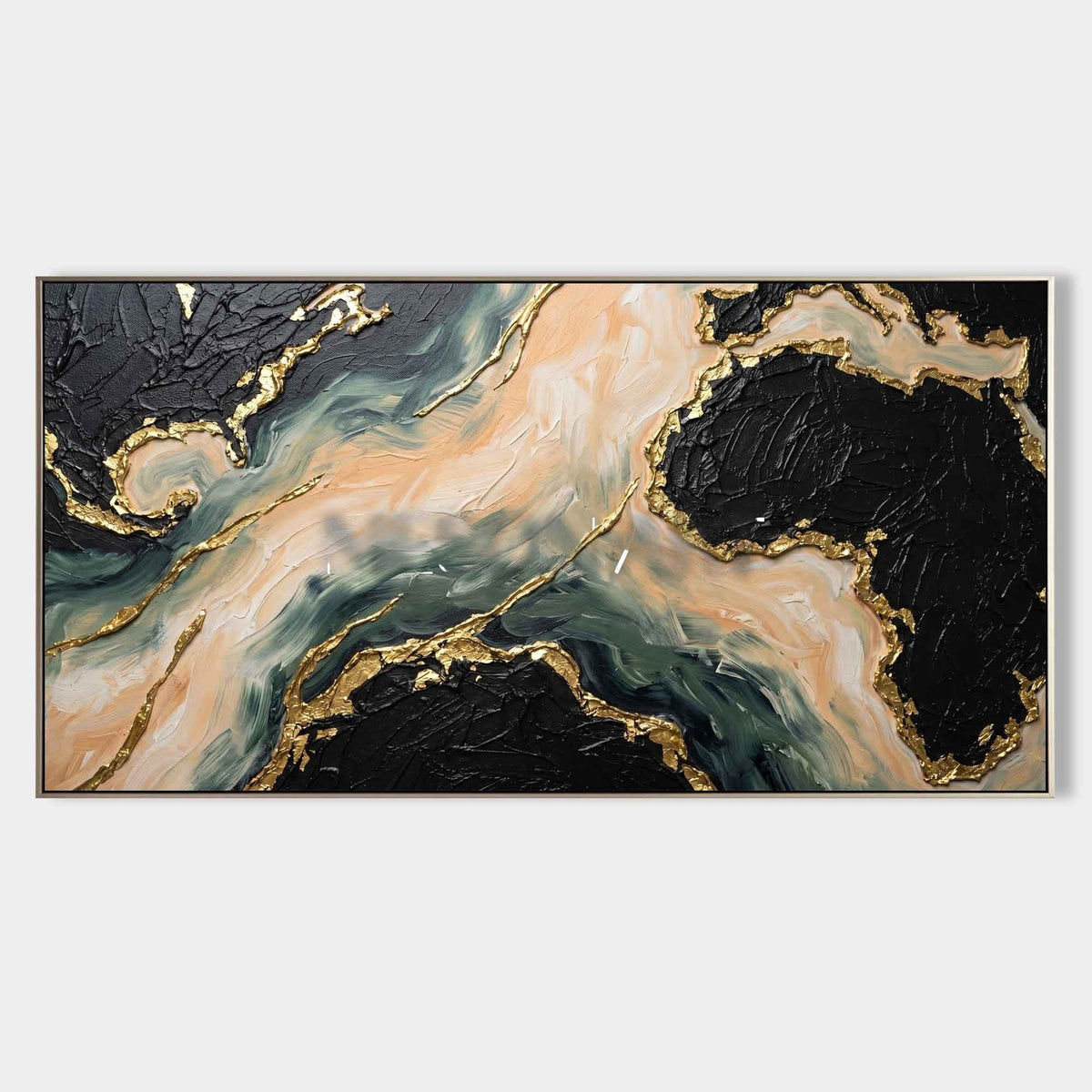 Black and Peach Marble with Gold Veins