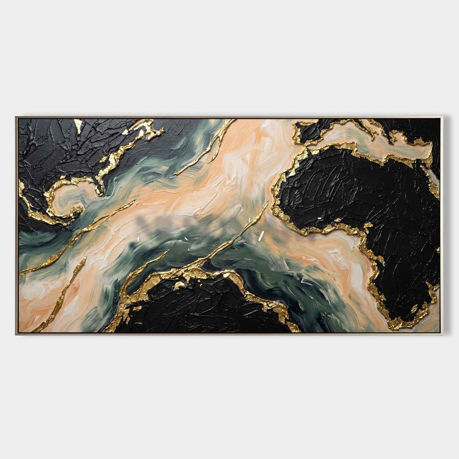 Black and Peach Marble with Gold Veins