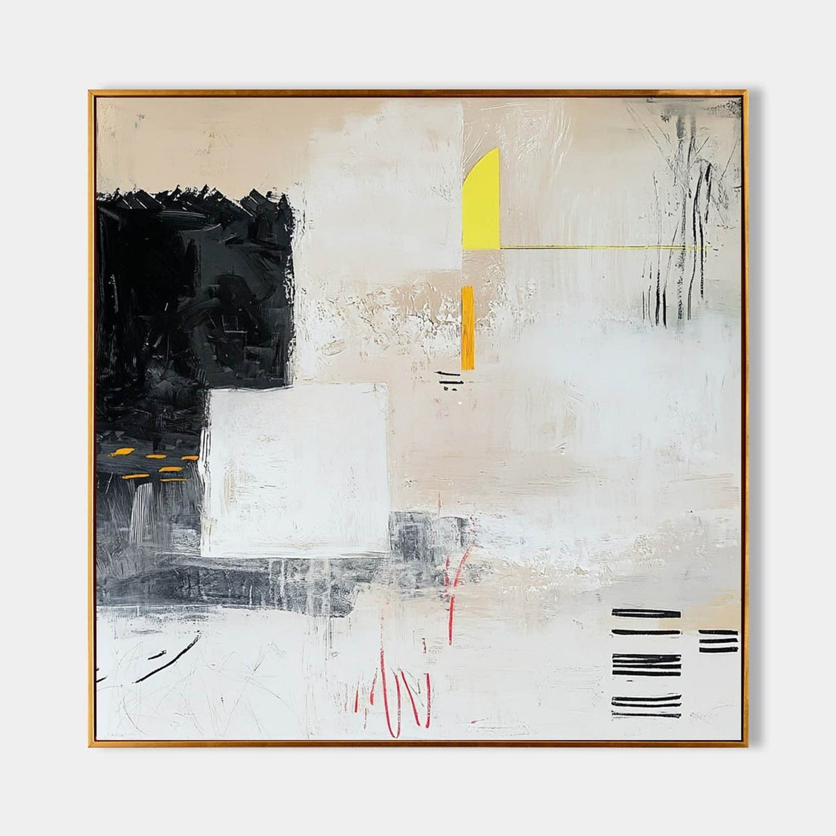 Black Block and Yellow Arc Abstract