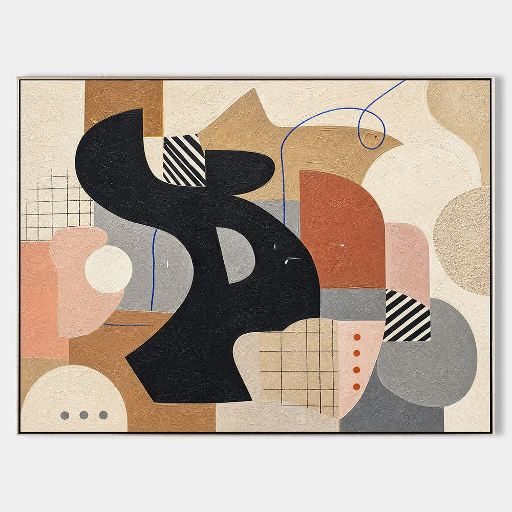 Black Curve Among Terracotta Shapes