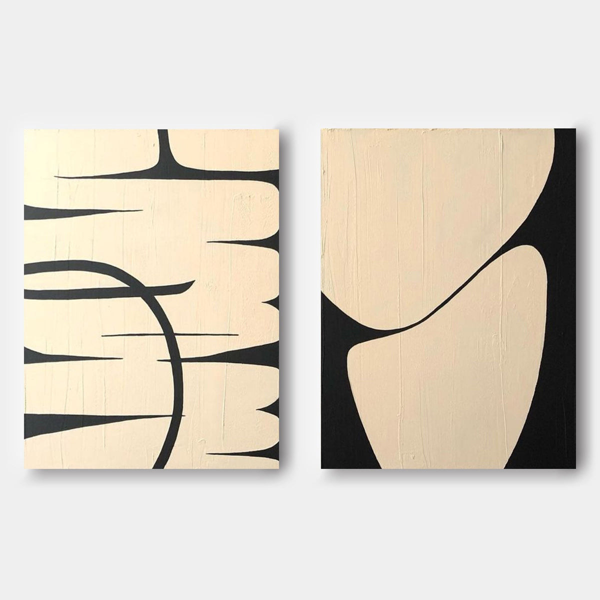 Black Curves on Textured Cream Pair
