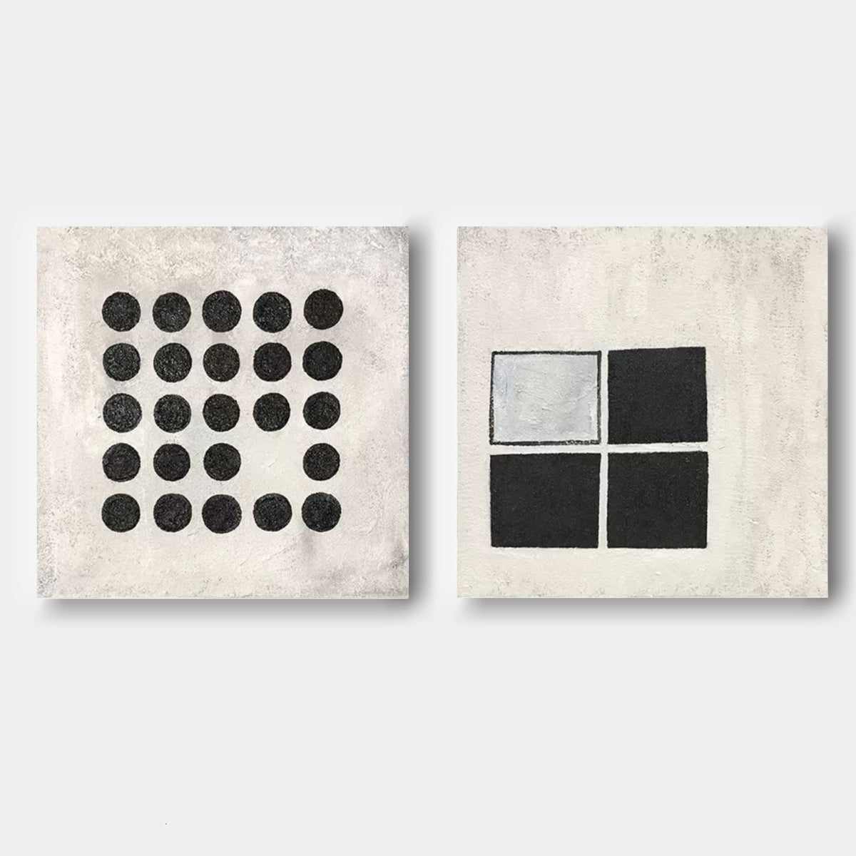 Black Dots and Squares Diptych